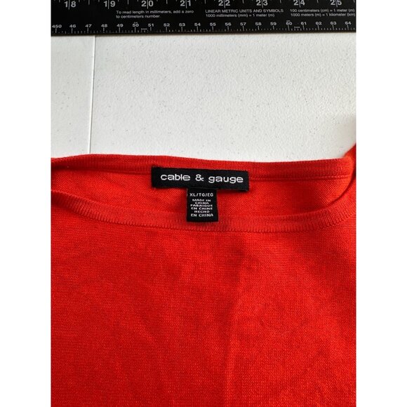 Cable & Gauge Coral Red 3/4 Sleeve Top XL Button Detail Dolman Holiday Sweater - Picture 2 of 7